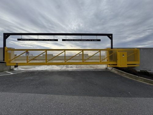 TG19 Aluminum Cantilever Gate with Perforated Sheet in Mission
