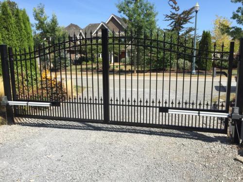 TG425 Double swing gate aluminum pickets with spears on top in Surrey