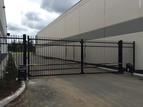 TG764 Double swing gate-Aluminum pickets with MagLock in South Surrey