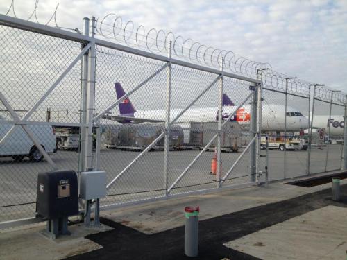 TG975 High speed cantilever gate-Aluminum frame with Chain-Link in-fill -in Vancouver Airport